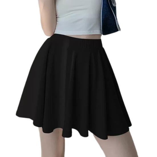 Women Mini Skort Elastic High Waist Ice Silk A-Line Skirt Solid Color Pleated Sport Skort Summer Pleated Shorts Skirt