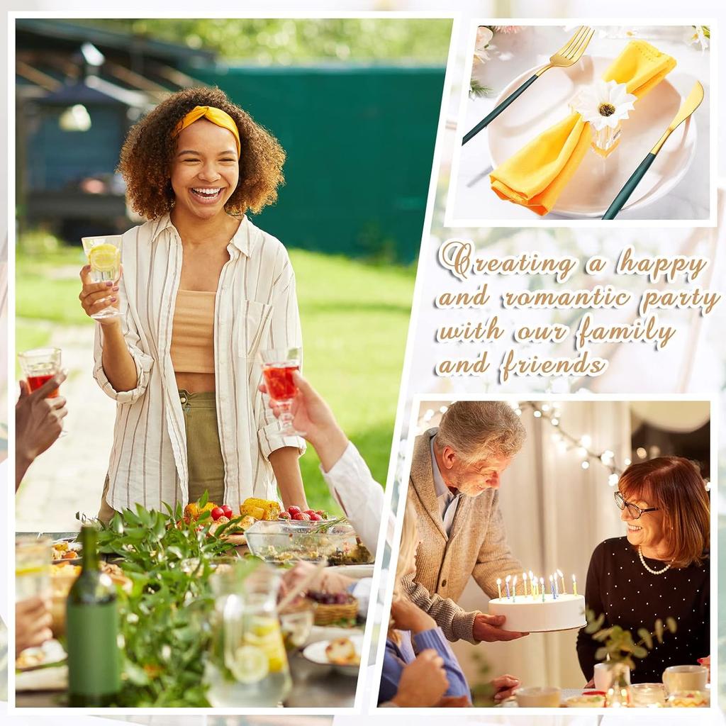 Flower Napkin Rings Clear Acrylic Napkin Holder Rings Bulk Square Flower Bud Vase Combo for Wedding, Birthday Banquet Table Decor, 1.77 x 1.97