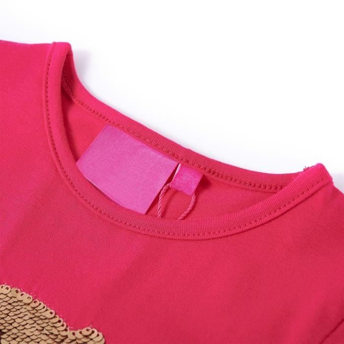 Kids' Long-sleeved T-shirt with Bright Pink Owl Print 5 Sizes Available