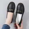 Women Simple Red Loafers Leather Driving Moccasins Comfort Flats Black Casual Slip on Plus Size Black Shoes