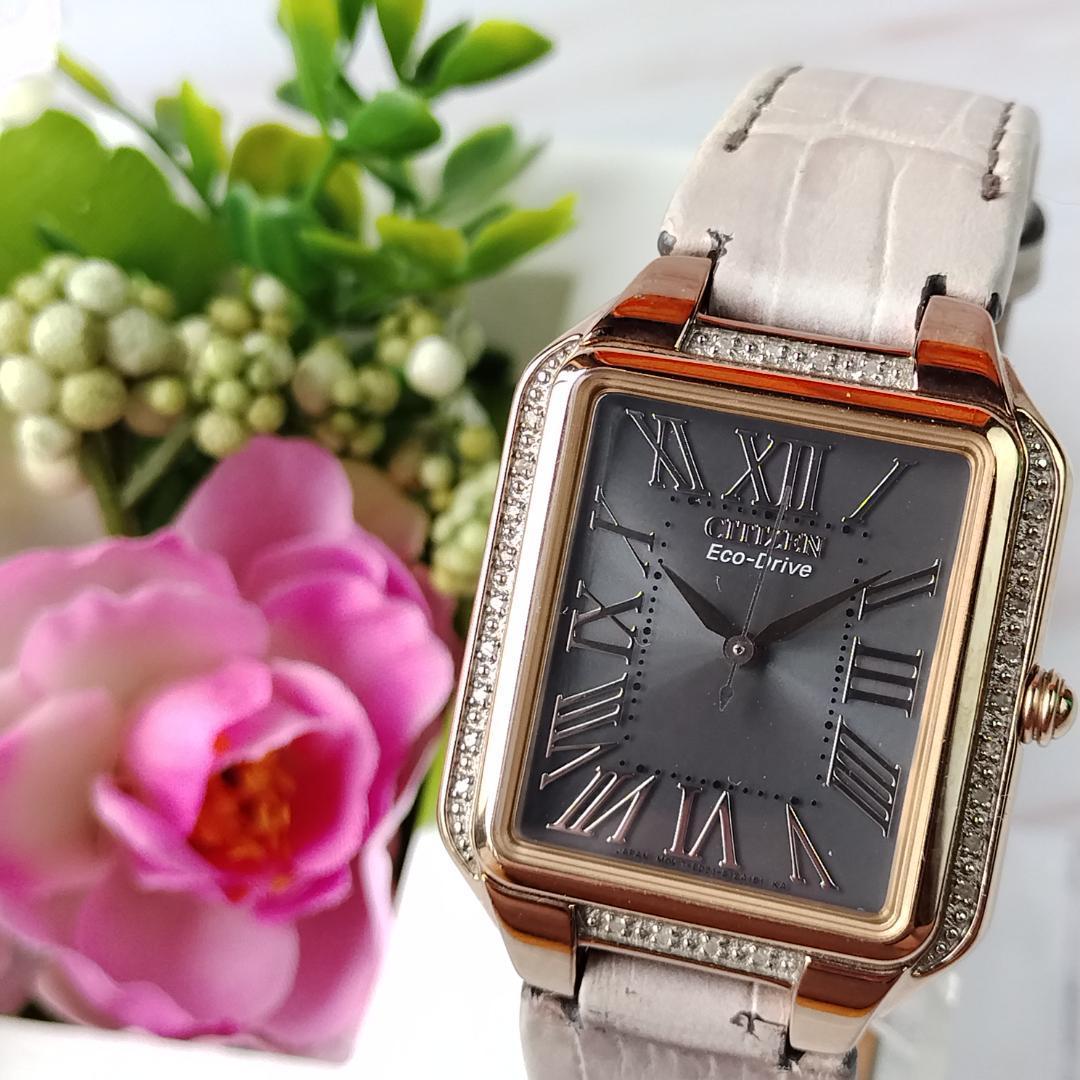 Б/у Citizen Eco Drive Солнечные часы с бриллиантовым безелем Женские E031