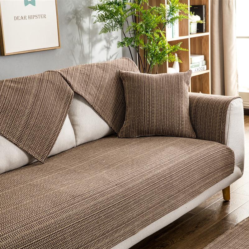 Polyester Cotton Stripe Sofa Cover Four Seasons Universal Living Room New Thickening Non-Slip Sofa Cushion Cover Home Dust Cover