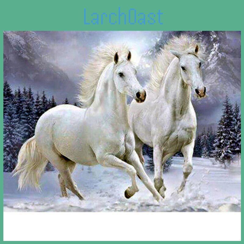 Embroidery Diamond Winter Painting Diamond Two Horses Full Round Picture Of Rhinestones Home Decor