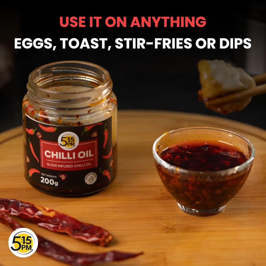 5:15PM Korean & Crispy Chilli Oil 200g X Pack of 2 | Sichuan Style Chilli Paste for Noodles, Stir-Fries & Pizza