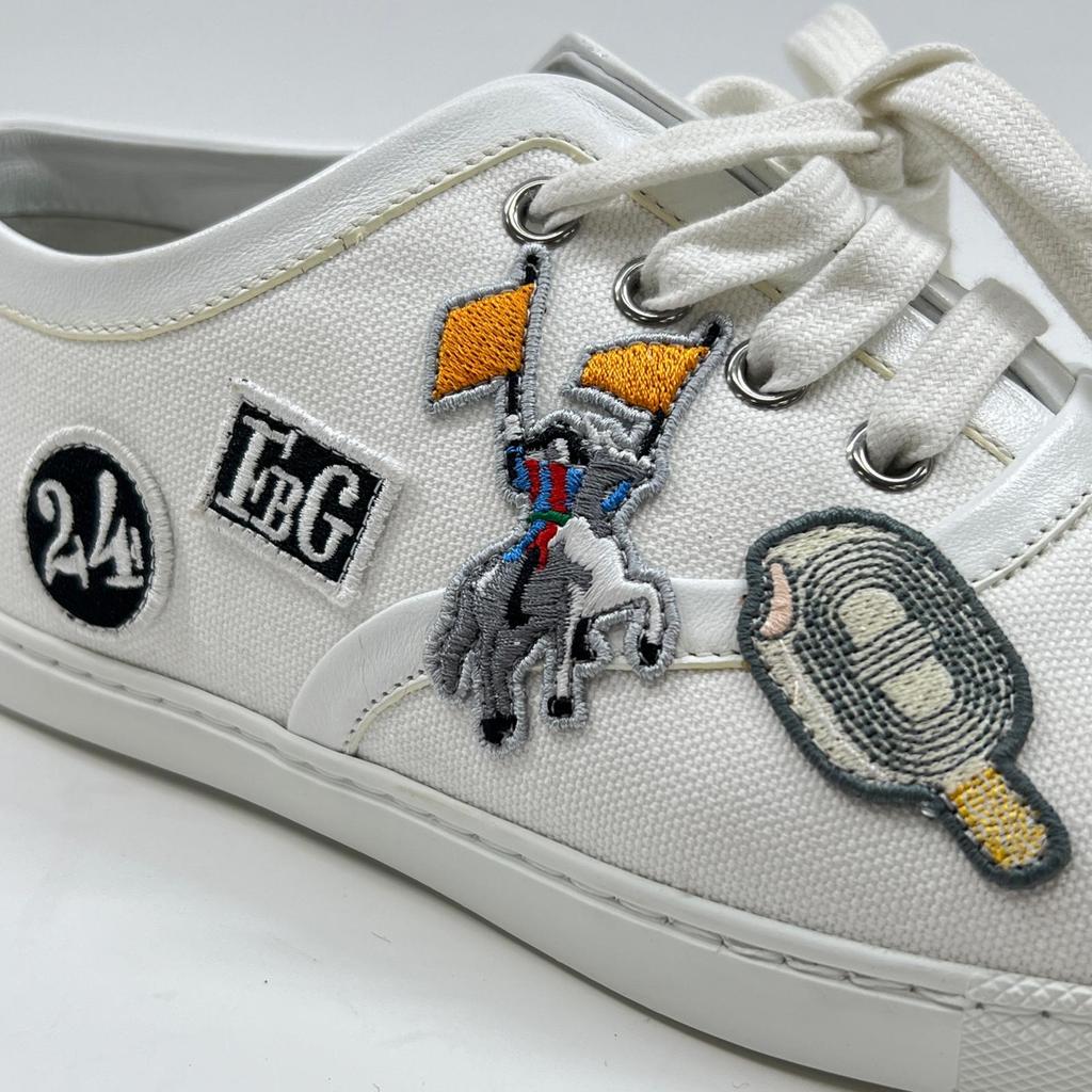 Tolle HERMES Low-Cut-Sneaker Innocent Logo Stickerei weißes Canvas Damen 37 241180Z Gebraucht