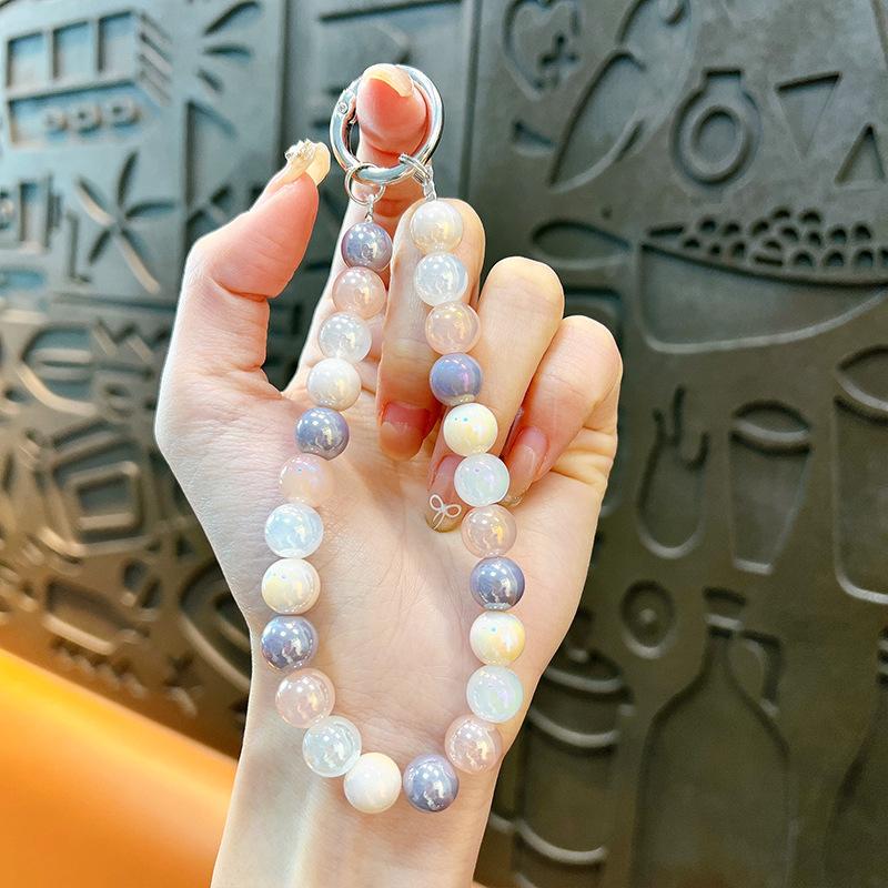 Flash Beaded Mobile Phone Chain Crystal Bow Key Bag Lanyard Pearl Mobile Phone Lanyard Small Gift