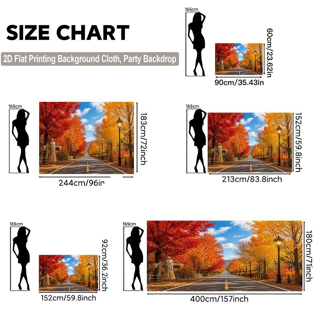 2D Flat Surface 1 Piece Autumn Roadside Backdrop with Lush Foliage Banner Suitable for Parties