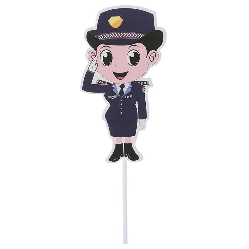 Precut Cartoon Police Car Plane Handcuffs Birthday Cupcake Toppers Decorations