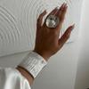 Wide Alloy Bracelet Jewelry Fashion Brushed Personality Bracelet Irregular Open Bracelet Women
