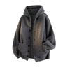 2025 Men's & Women's Dark Gray Hooded Knit Cardigan - American Style Casual Sweater for Autumn & Winter.