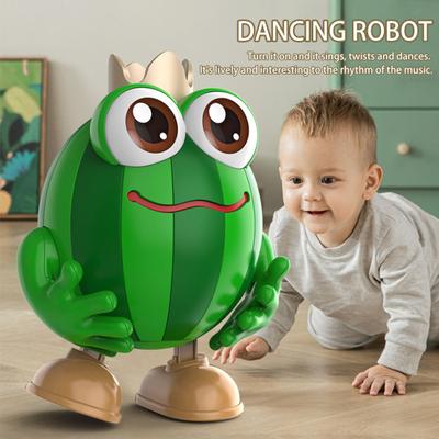 Electric Dancing Watermelon Robot Toy with Music LED Light Interactive Kids Walking Prince Watermelon Musical Toy Toddler Boys Girls Gift