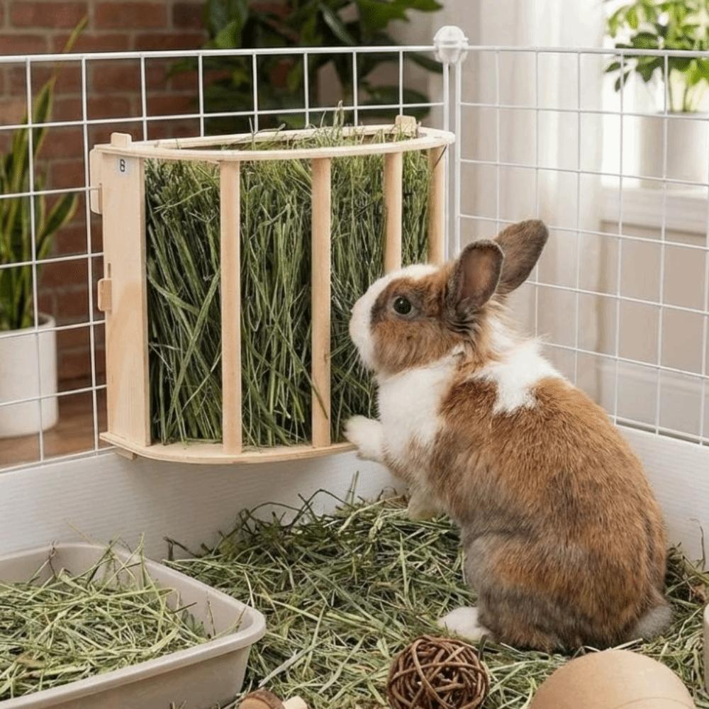 Built-in Hay Feeder Rack Wooden Ferret Hay Manger Practical Bunny Hay Feeder  Guinea Pig