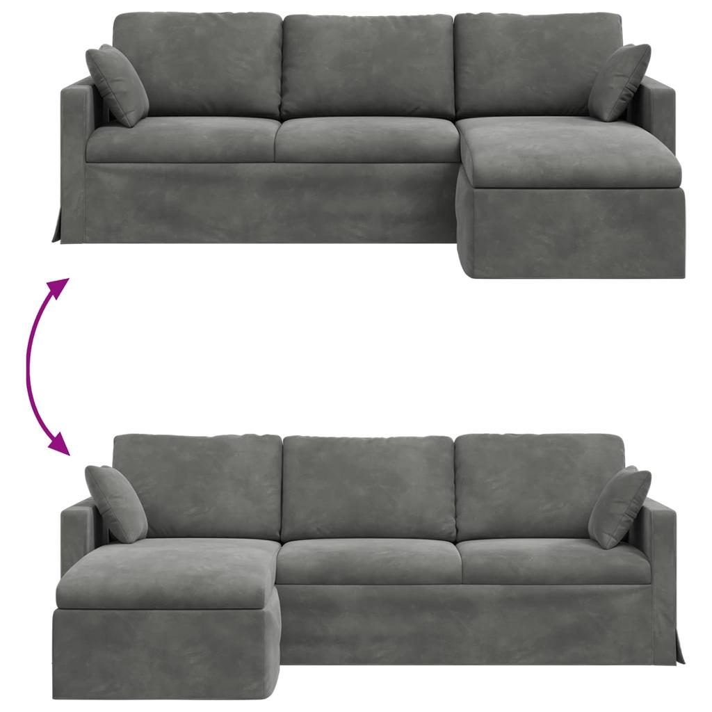 Sofa Dark Grey 228 x 134 x 80 cm Velvet