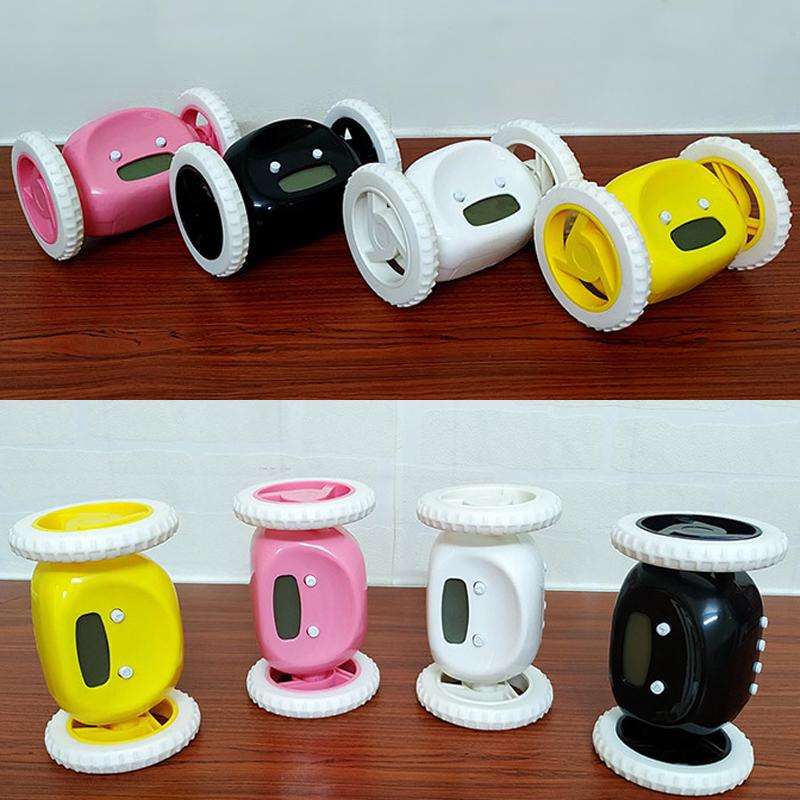 Lazy Alarm Clock Snooze Mobile Wheel Escape Electronic Alarm Clocks Home Decoration Mini Digital Ornament Quartz Clock