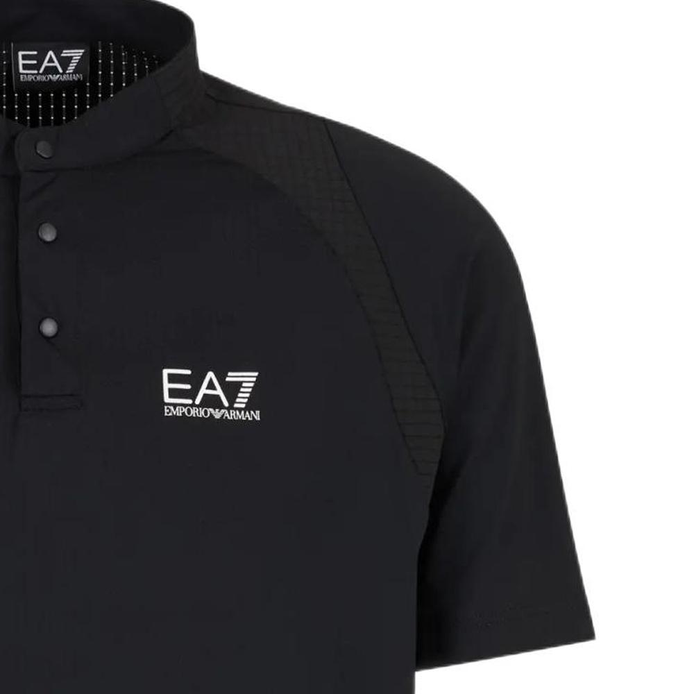 Emporio Armani EA7 SS24 Logo Print Polo T-Shirt Men tops Black 6DPT16-PJEMZ-1200