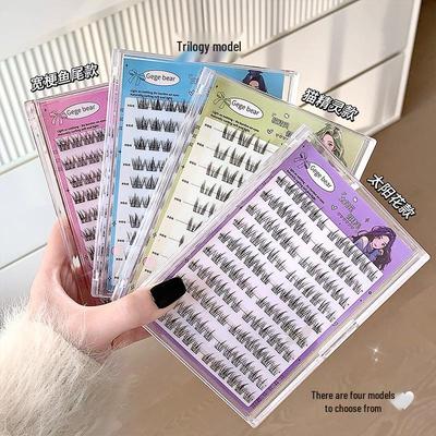 Gegebear Glue-Free False Eyelashes, Natural Thick Sunflower Pattern, Segmented & Defined Individual Cross-Border Lashes.