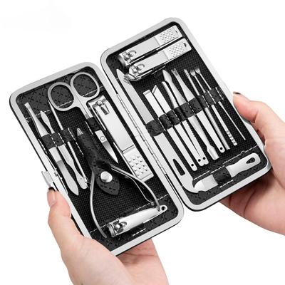9/16/19-teiliges Maniküre-Set aus schwarzem Edelstahl, Nagelknipser, Nagelhautzange, Pediküre, professionelles Pflege-Werkzeug, Reinigung und Pflege-Set