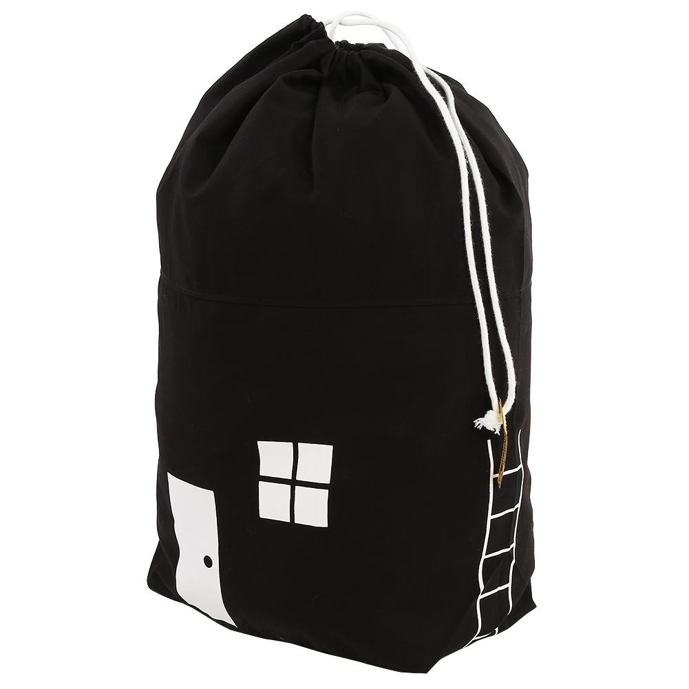 Drawstring Children Toys Storage Bag Massive Capacity House Appearance Black
