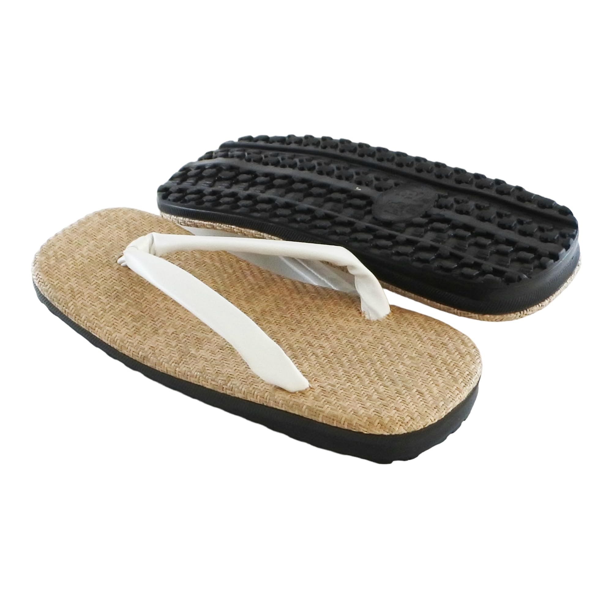 

Shibata Men s Geta Sandals, New Panama Outerwear, Radial Tire Sole, White Leather, Leather Strap (LL)