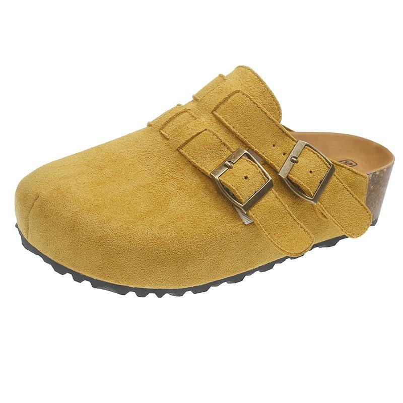 Cm Cork Sole Cowhide Women's Shoes New Thick-soled Bag Head Half Slippers Summer Wear Casual Sandals