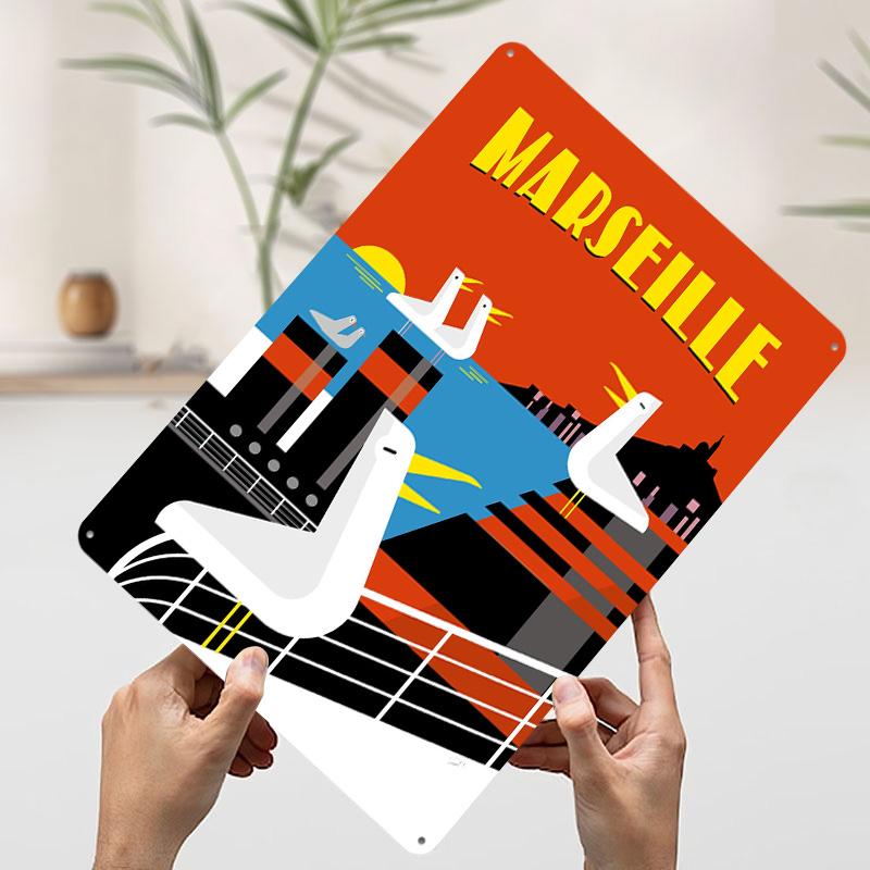

Marseille Travel With Seagulls Tin Plaque Poster Customized Wall Art Retro Vintage Metal Signs for Man Cave Wand Deko Desk Decor 7.9x11.8In(20x30cm)