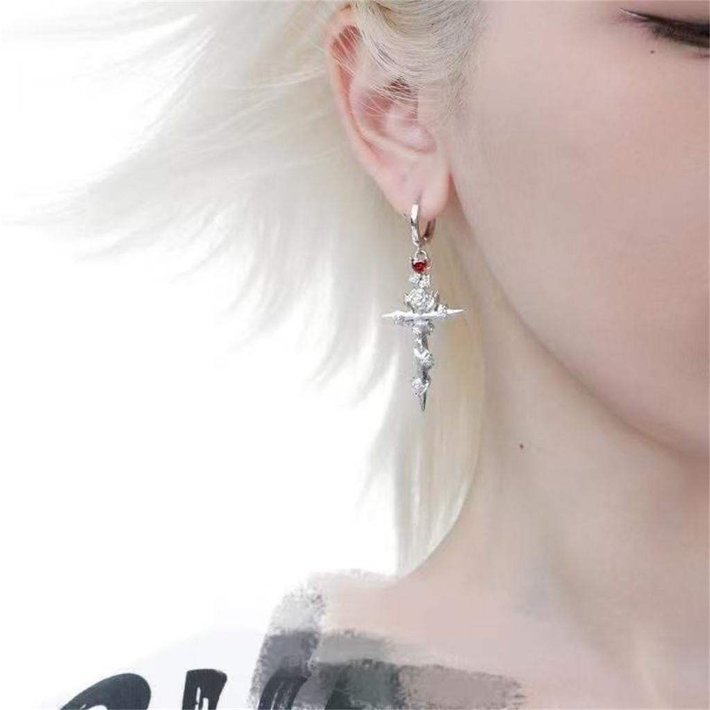 Dark Women And Men Earrings, Studs, Clips, Roses, Crosses, Gothic Hot Girl
