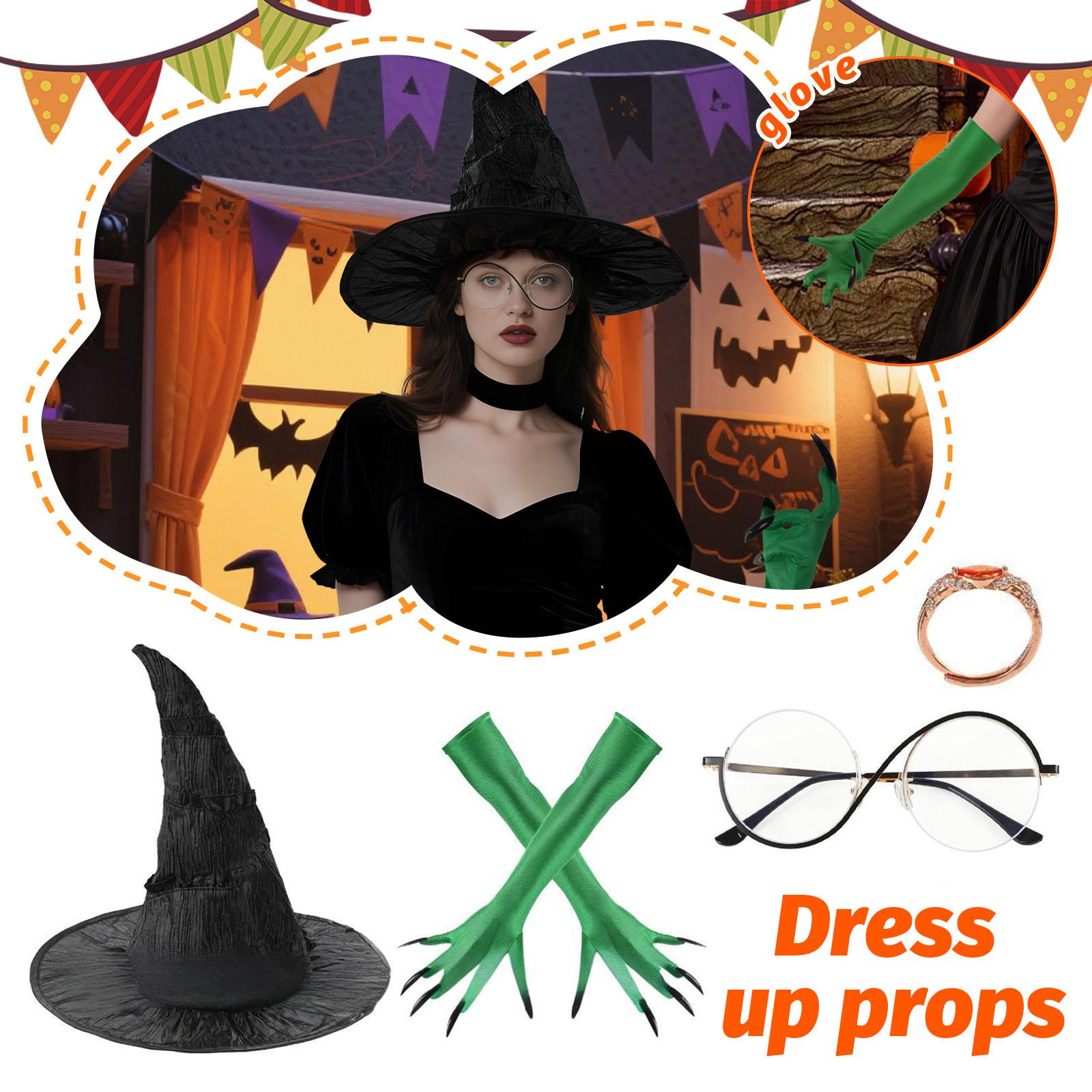 

Хэллоуин Ведьма 4 предмета Фестивальная Вечеринка Нарядные Реквизиты, Праздничные Подарки для Друзей One Size