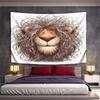 Tapestry da Parete Decorativa con Disegno di Leone Sorridente e Capelli Disordinati, Decorazione per la Casa per Camera da Letto e Soggiorno