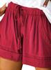 Women Solid Color Casual Shorts Adjustable Drawstring Waist Breathable Loose Fit Summer Beach Vacation Shorts
