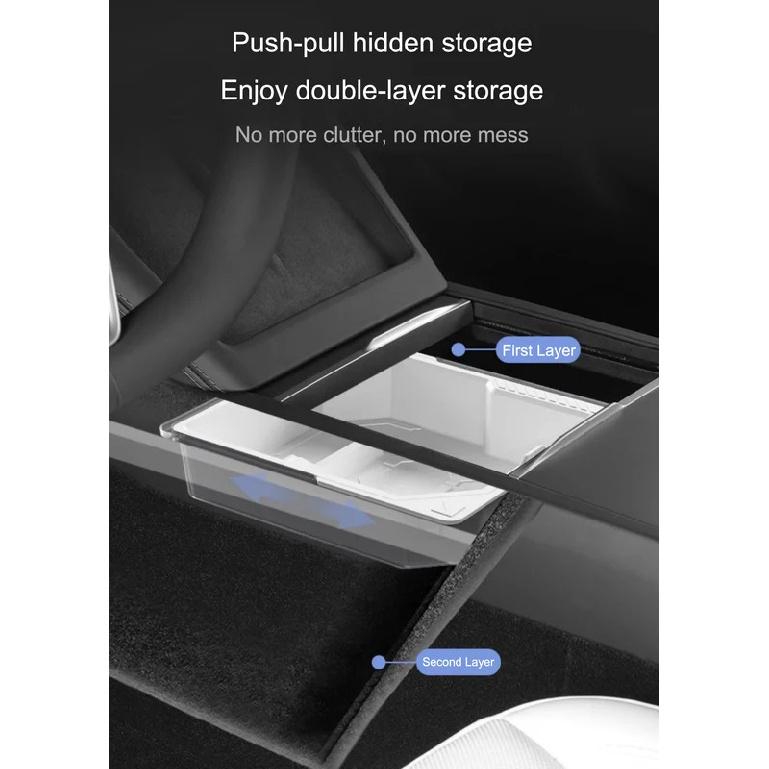 For Tesla Model Y Juniper Center Console Storage Box Cup Holder Limiter Model 3 Highland Central Armrest Storage Case Waterproof
