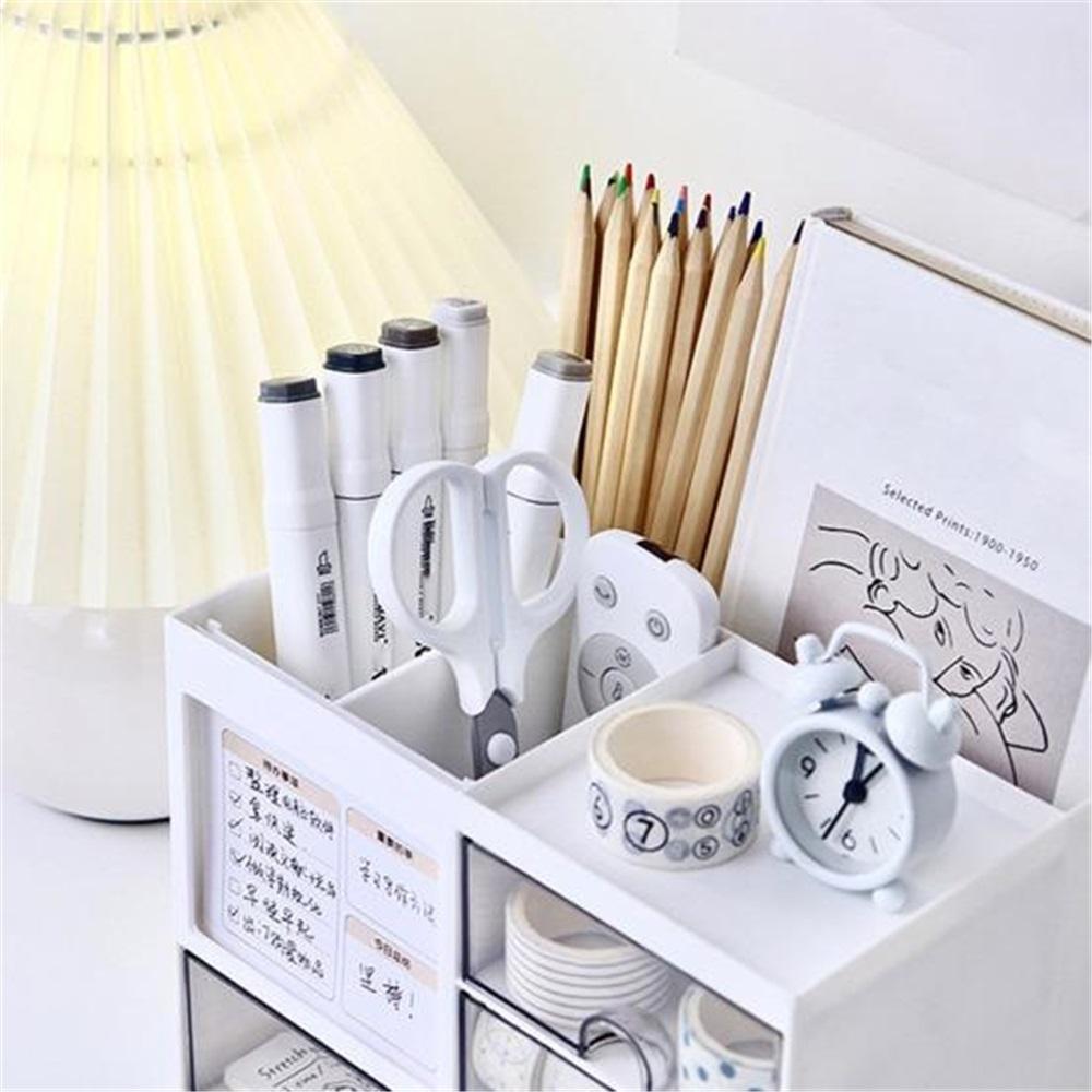Multifunkční stolní organizér Zásuvková krabička s držákem na pero Velkokapacitní úložný organizér na stůl s mnoha přihrádkami