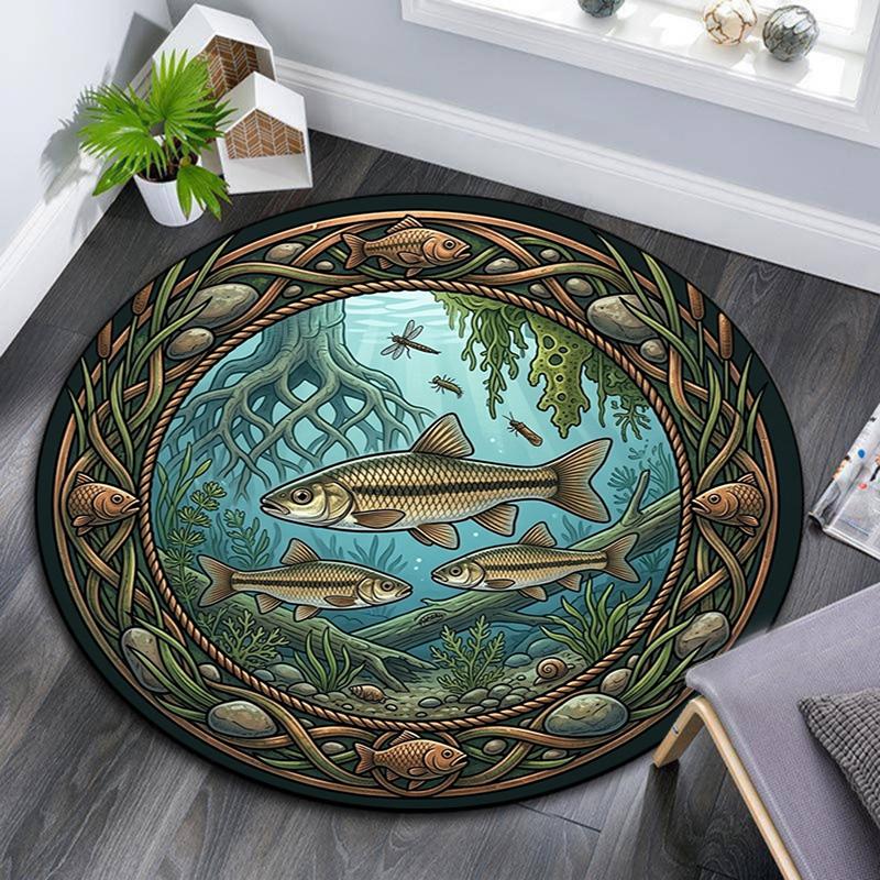 Underwater Ecosystem Harmony Round Area Rug Under Office Chairs Bedroom Living Room Home Decor