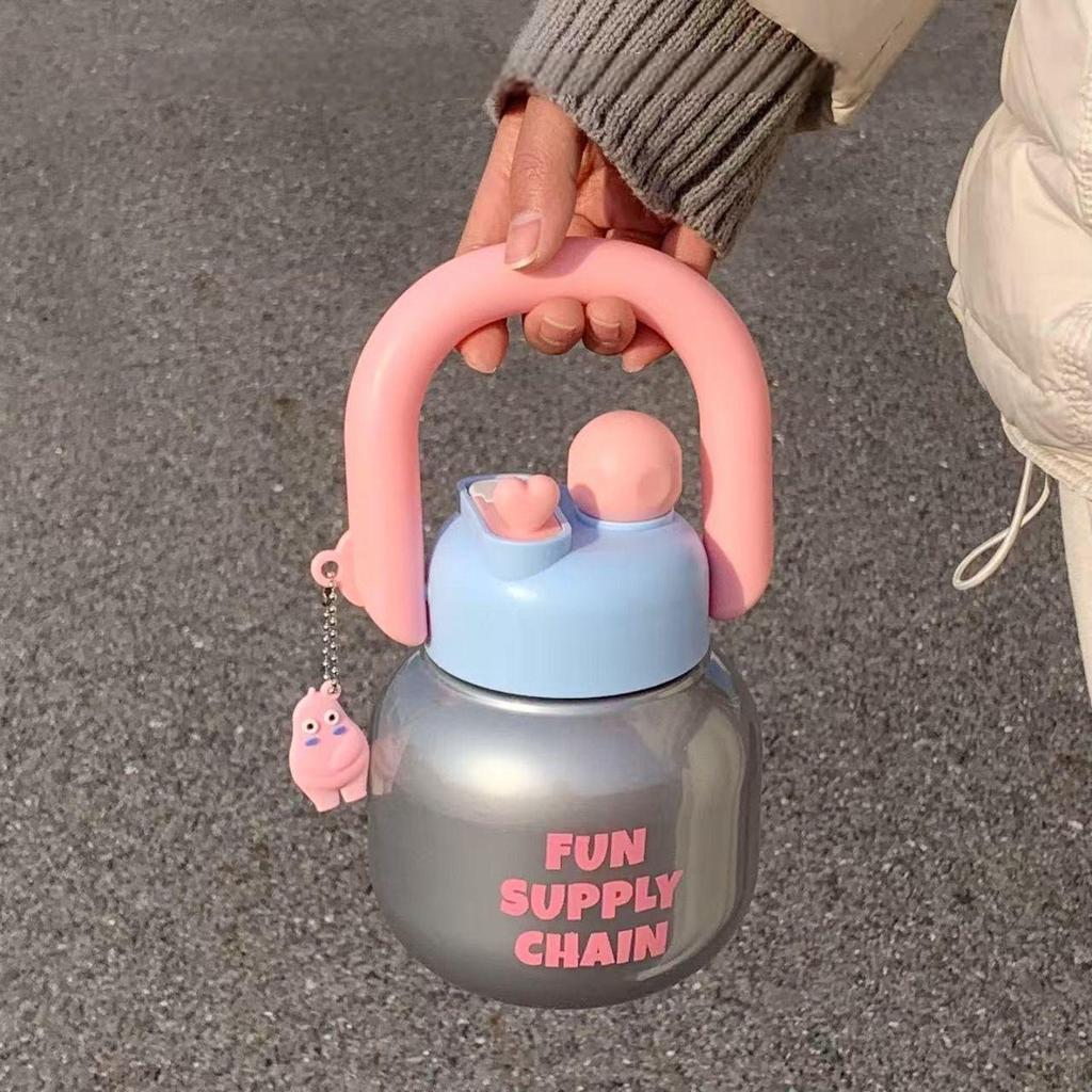 High-Capacity Dual-Use Summer Straw Cup for Girls - Portable Space-Saving Design