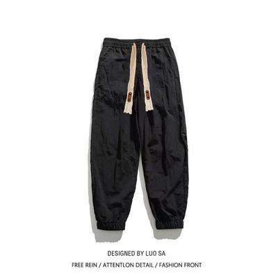 Summer Thin High Street Casual Mobile Cargo Pants Waist Drawstring Pockets Street Casual Loose Quick Drying All-match Trousers
