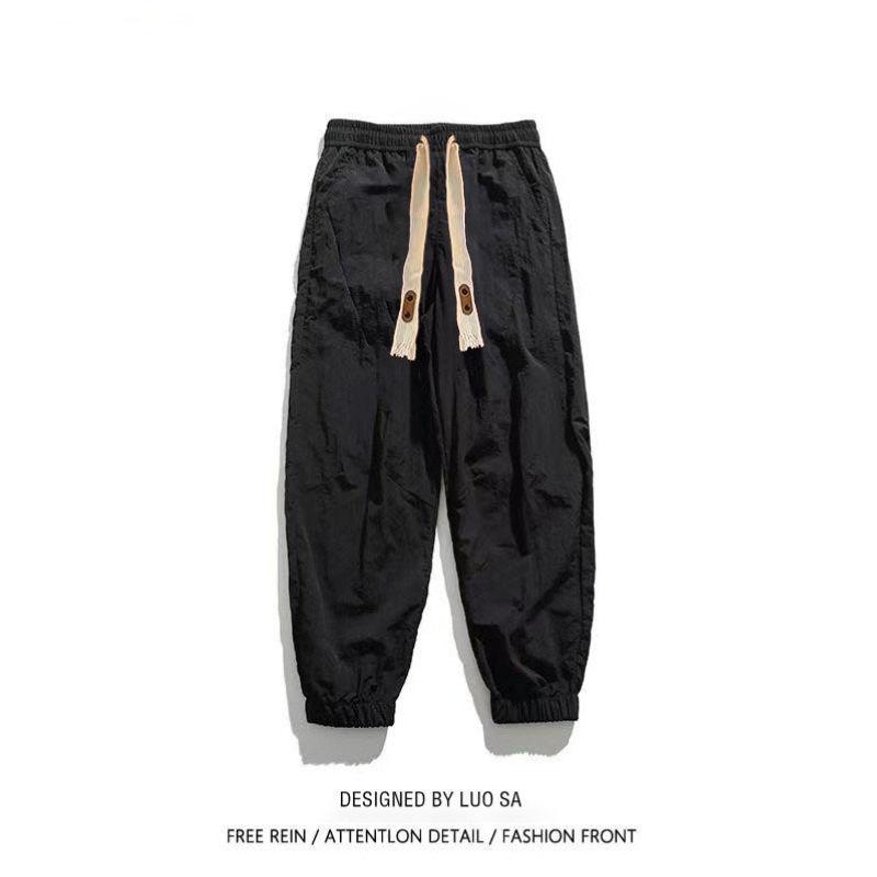 Summer Thin High Street Casual Mobile Cargo Pants Waist Drawstring Pockets Street Casual Loose Quick Drying All-match Trousers