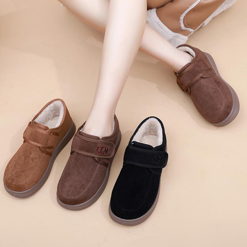 Winter New Women's Cotton Shoes with Fleece and Thickened for Warmth Comfortable Anti-Slip and Durable Free Shipping