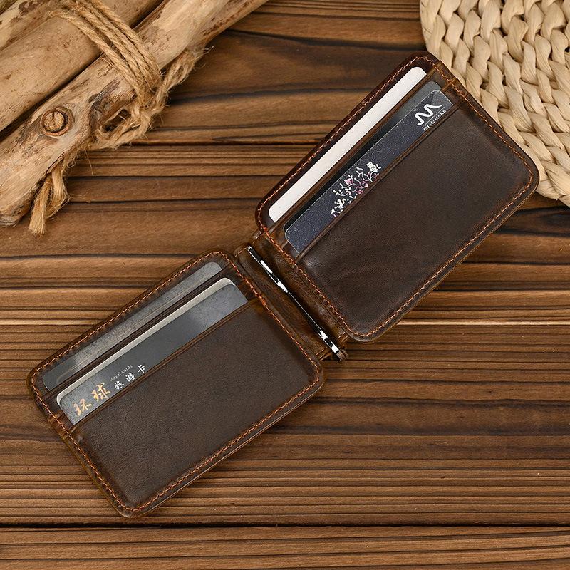 Genuine Leather Money Clip Purse For Men Women Cash Clip Wallets Male Short Wallets Card Holder Multi Cards Short Purse for Man