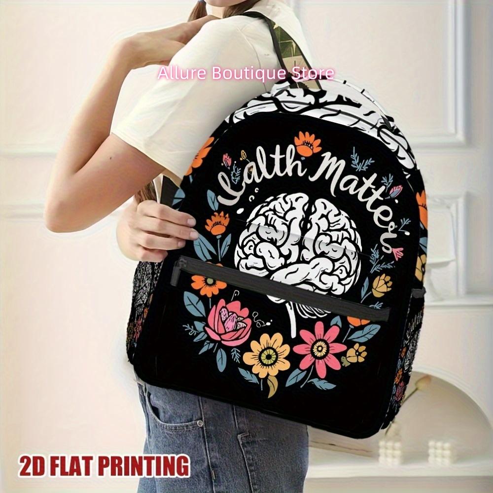Vibrant Cat Graphic Knapsack - Lightweight, Double-Compartment Design with Closure Closure, Roomy for Journey, Campus, an