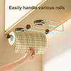 Support de Rangement pour Essuie-tout de Cuisine avec Ventouse et Poussoir Automatique à Ressort Porte-rouleau pour Placard