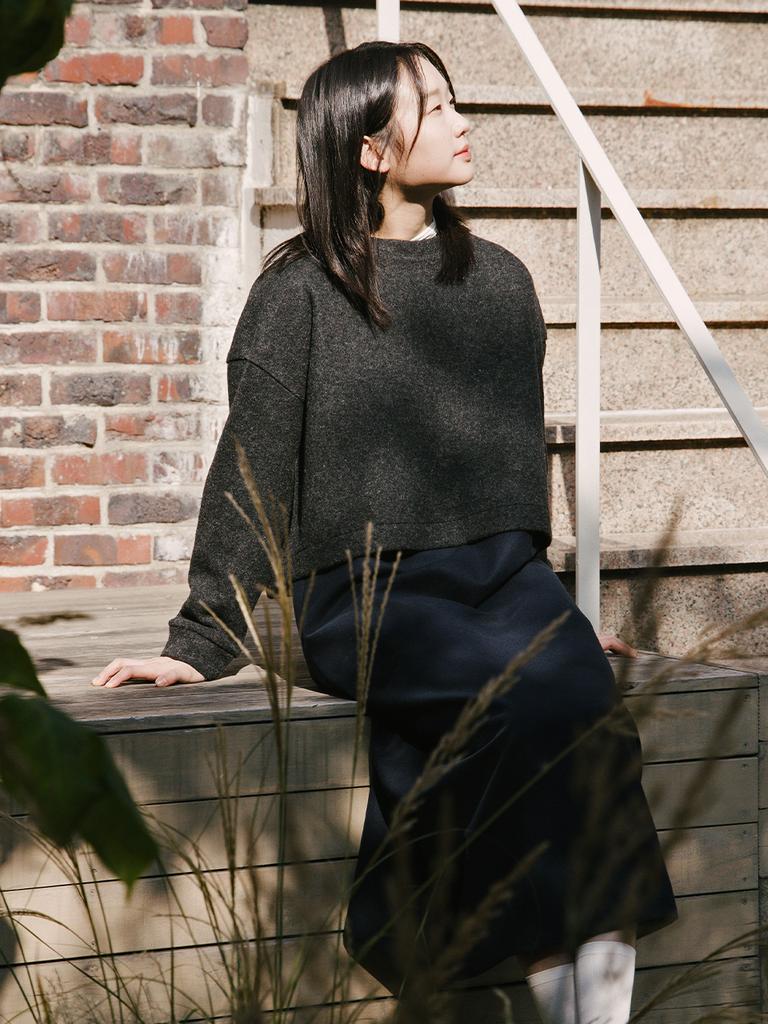 VINCENT NAVY Wool Drop Pullover_Charcoal