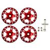 Aluminum Alloy RC Car Hub Set with M2 Anti Skid Nut and Cross Wrench for Axial SCX24 1 24 Scale Model Car Red