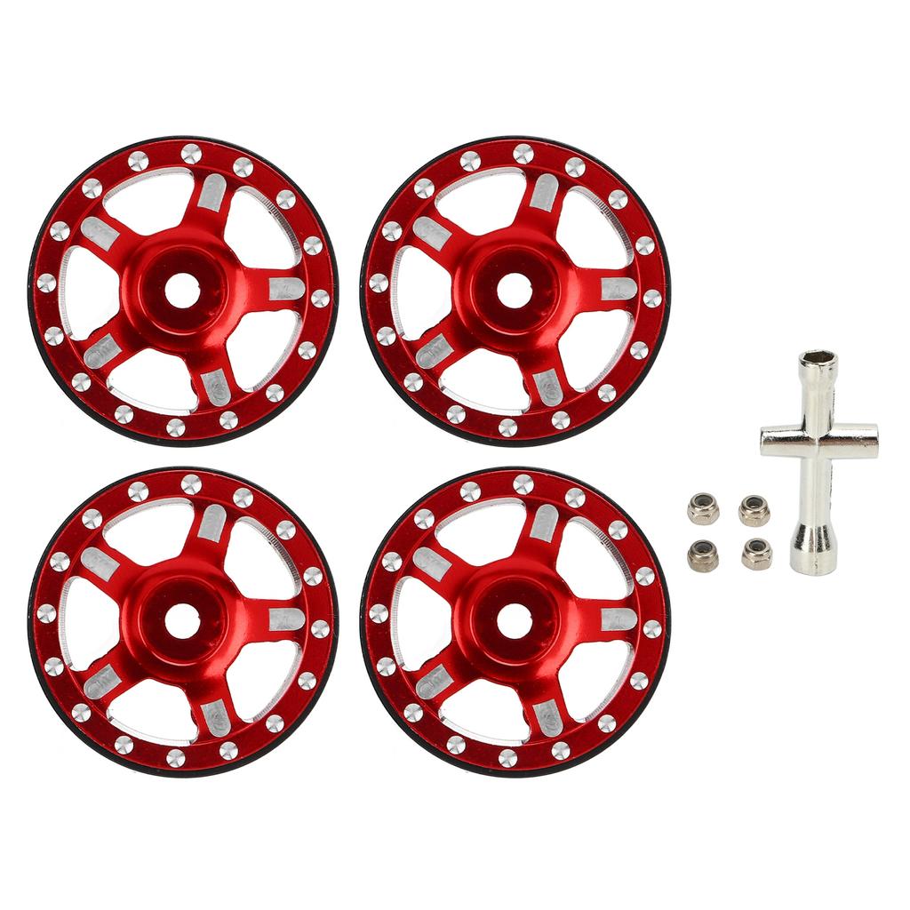 Aluminum Alloy RC Car Hub Set with M2 Anti Skid Nut and Wrench for SCX24 1Celsius24 Scale Model Car