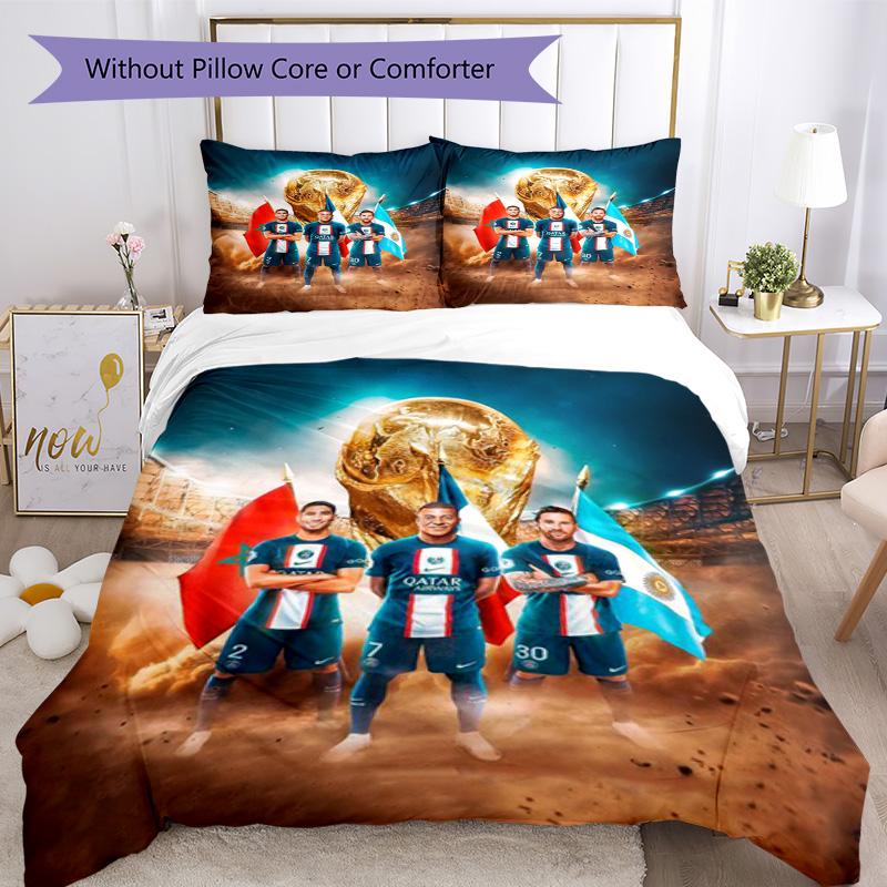 Star Player Kylian Mbappé Comforter Cover Set Design for Playroom Machine Washable Perfect Gift for Friends Family
