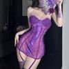 Runaway Lace Splicing Sexy Onesie Gathering Chest Wrapping Perspective Pure Desire Nightdress Sexy Underwear Hot Woman