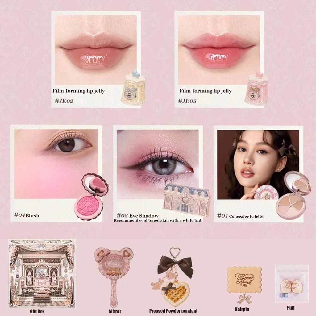 Flower Knows SWEETIE BEAR Schminkbox Geschenkset All-in-One Parfüm Schimmernde Lidschattenpalette Rouge Lippen-Gelee Box 10 STÜCK
