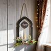 Ramadan Wooden Wall Hanging Decor Islamic Arch Design with Floral Tassel Festive Home Wall Decoration for Ramadan Eid Gift