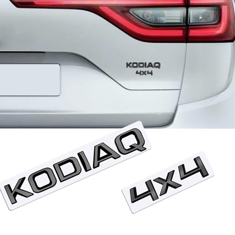 JBIW9 MetaL 3D Badge Logo Car Rear Trunk Body Sticker Letter Emblem For Skoda KODIAQ 4X4 Accessories Glossy Black Matte black