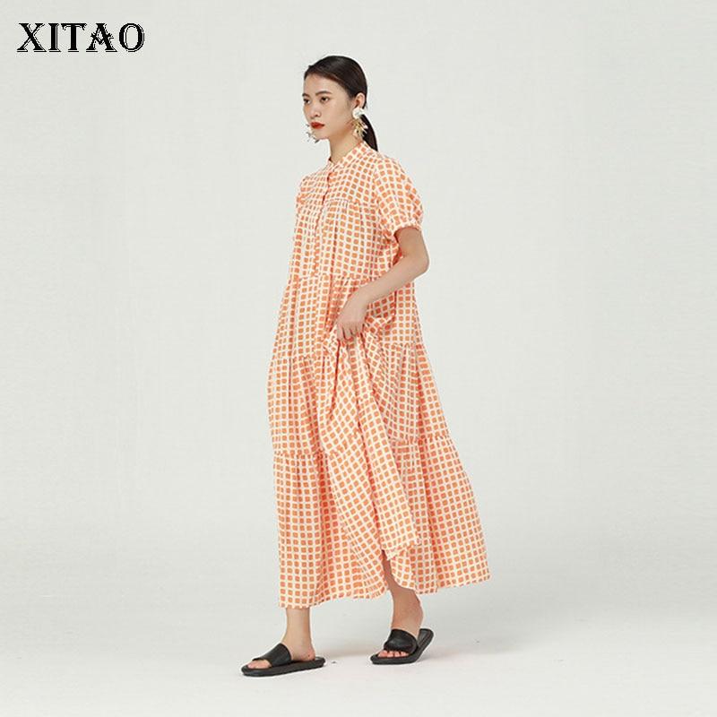 

XITAO шифоновое платье, новое модное повседневное платье больших размеров с одной грудью, лоскутное платье меньшинства CLL1691