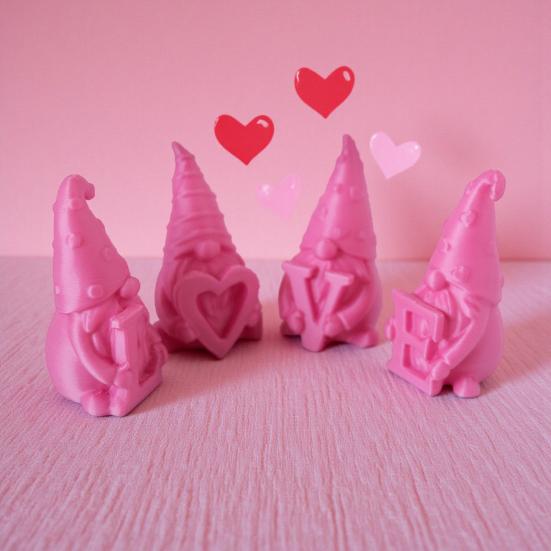 4 Adet Sevgililer Günü Cüce Figürü 3D Baskılı Masaüstü Aşk Cücesi Heykeli Pembe Masa Orta Parçası Yemek Odası Ev Parti Malzemeleri İçin