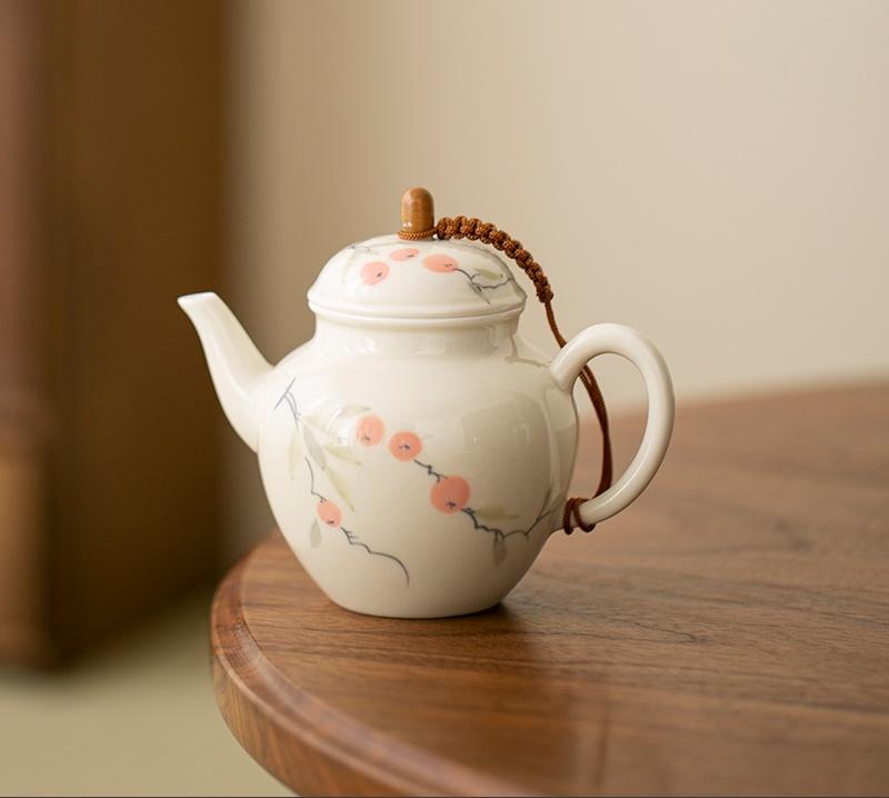 

160ml Pure Hand-painted Bamboo Persimmon Tea Pot Household Handmade Teapot Ancient Pot Tea Maker Kettle Tea Items Supplies Ornam
